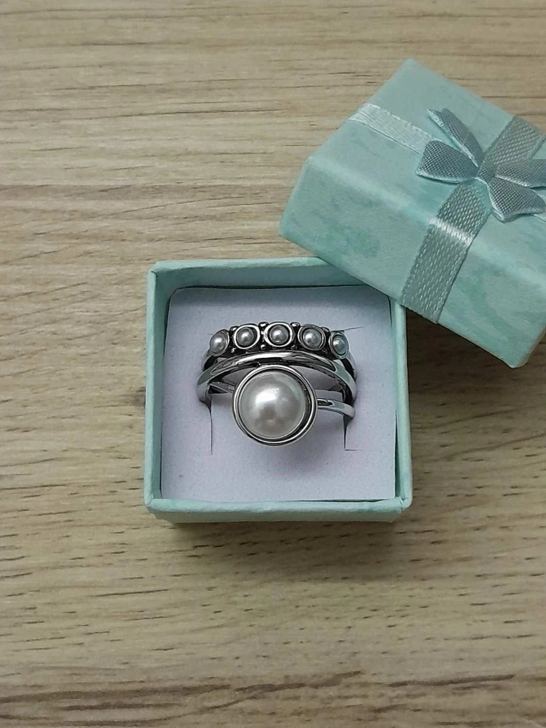 Bague style Bohème 3 en 1, avec perles, taille 60